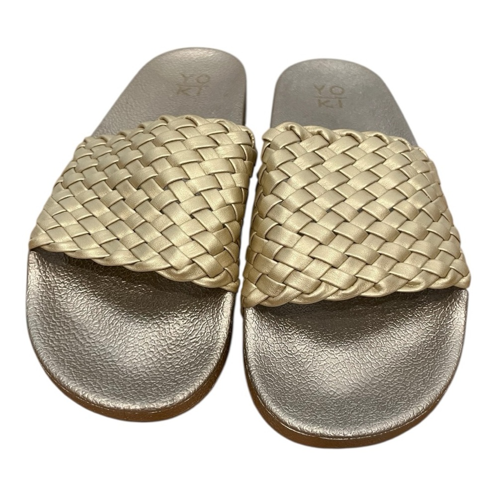Yoki Gold Woven Slide Sandals new without tags size 9